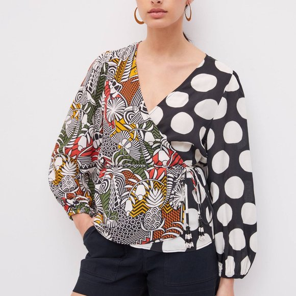 HTF Anthropologie Farm Rio Rainforest Wrap Blouse